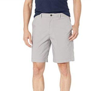 ESSENTIALS Men's Regular-fit Lightweight Stretch 9" Shorts Size 34 - Light Grey